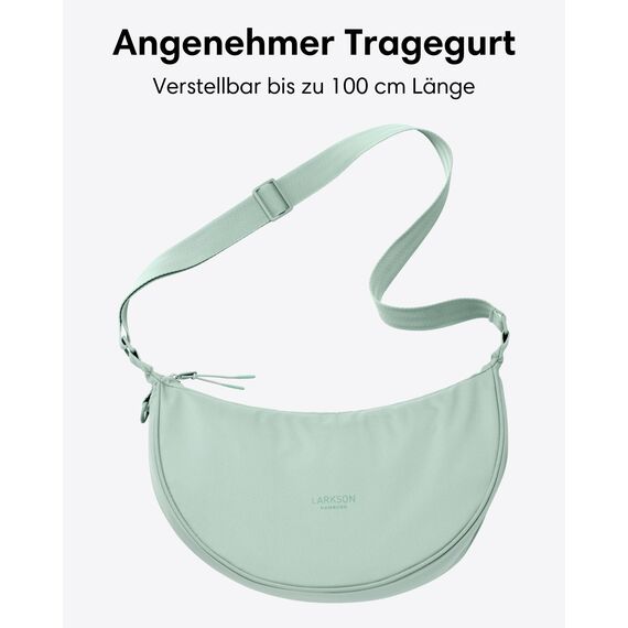 LARKSON Crossbody Bag Damen & Herren Mint - Solveig Medium - Umhängetasche im Halbmond Style - Halbrunde Schultertasche - Moon Bag Design - Wasserabweisend