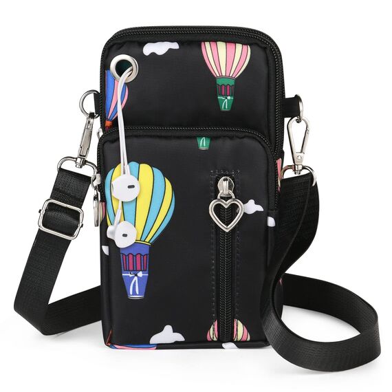 Aucuu Handytasche zum Umhängen Damen，Nylon Kleine Umhängetasche mit Kopfhörer Eingang，Mini Crossbody Schultertasche Handytasche，Handy Schultertasche ür Handy unter 7 Zoll