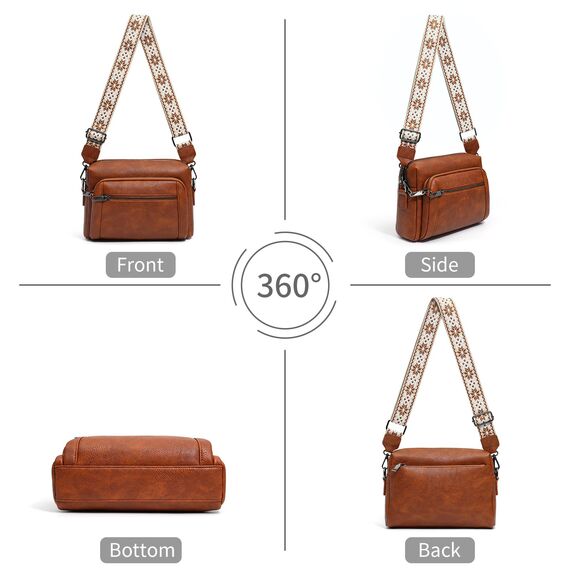 HILAEX Umhängetasche Damen mit Anti Diebstahl, Handtasche Damen Mittelgroß mit 4 Fächern, mit Verstellbar Abnehmbar Breiter Gurt