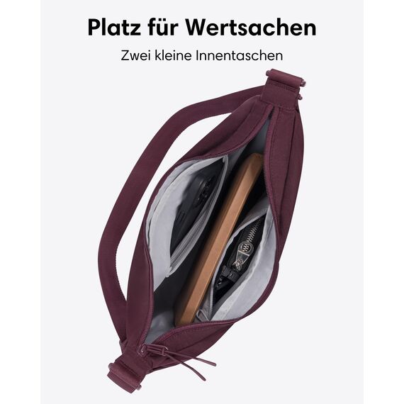 LARKSON Crossbody Bag Damen & Herren Rot - Solveig Medium - Umhängetasche im Halbmond Style - Halbrunde Schultertasche - Moon Bag Design - Wasserabweisend