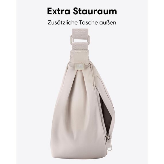 LARKSON Crossbody Bag Damen & Herren Beige - Solveig Medium - Umhängetasche im Halbmond Style - Halbrunde Schultertasche - Moon Bag Design - Wasserabweisend