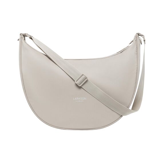 LARKSON Crossbody Bag Damen & Herren Beige - Solveig XL - Große Umhängetasche im Halbmond Style -Tasche mit 16 Zoll Laptopfach - Moon Bag - Wasserabweisend