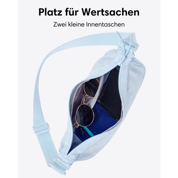 LARKSON Crossbody Bag Damen & Herren Hellblau - Solveig Small - Umhängetasche im Halbmond Style - Halbrunde Schultertasche - Moon Bag Design - Wasserabweisend