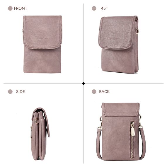 BOSTANTEN Klein Handytasche zum Umhängen, PU Leder Handy Umhängetasche Damen, Handytasche mit Geldbörse zum Umhängen, handtasche damen umhängetasche für Designer Lila