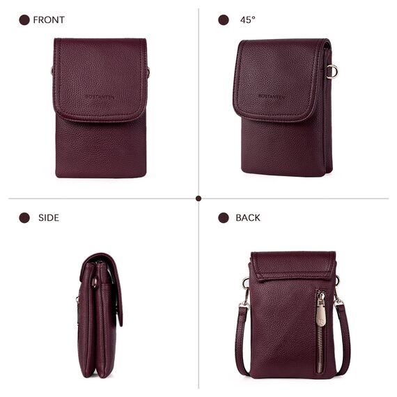 BOSTANTEN Klein Handytasche zum Umhängen, PU Leder Handy Umhängetasche Damen, Handytasche mit Geldbörse zum Umhängen, handtasche damen umhängetasche für Designer Rot