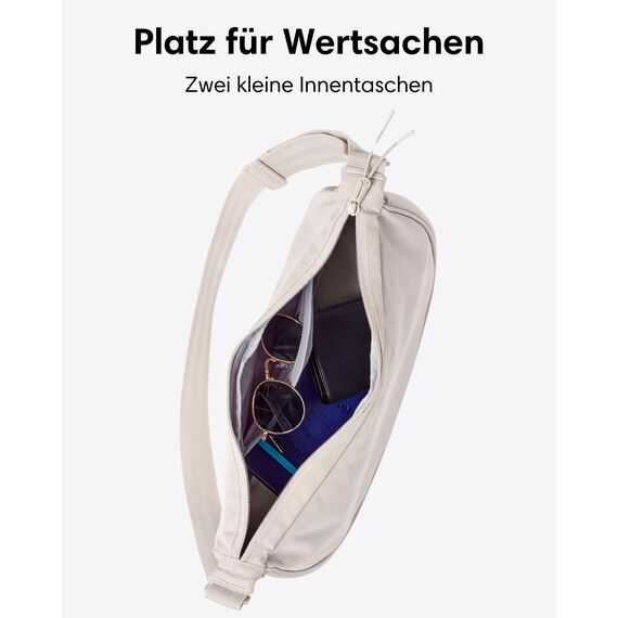 LARKSON Crossbody Bag Damen & Herren Beige - Solveig Medium - Umhängetasche im Halbmond Style - Halbrunde Schultertasche - Moon Bag Design - Wasserabweisend