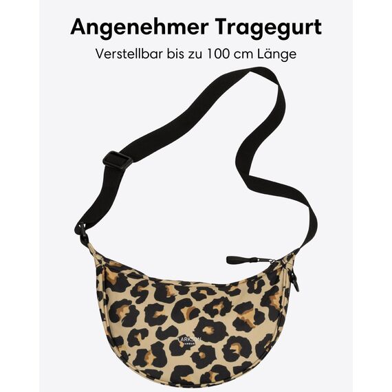 LARKSON Crossbody Bag Damen & Herren Beige Leo - Solveig Small - Umhängetasche im Halbmond Style - Halbrunde Schultertasche - Moon Bag Design - Wasserabweisend
