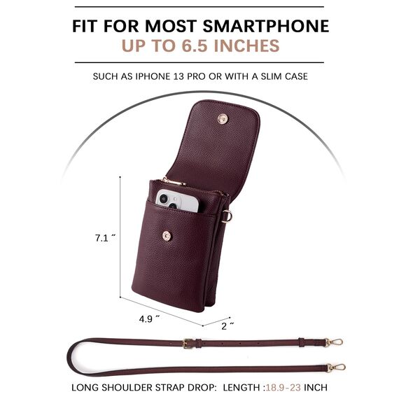 BOSTANTEN Klein Handytasche zum Umhängen, PU Leder Handy Umhängetasche Damen, Handytasche mit Geldbörse zum Umhängen, handtasche damen umhängetasche für Designer Rot
