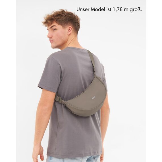 LARKSON Crossbody Bag Damen & Herren Grau - Solveig Small - Umhängetasche im Halbmond Style - Halbrunde Schultertasche - Moon Bag Design - Wasserabweisend
