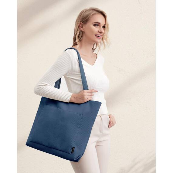 Prite Handtasche Damen Tote Bag Shopper Groß Umhängetasche Cord Beuteltasche Stofftasche für College Schule Arbeit Reisen Einkaufen