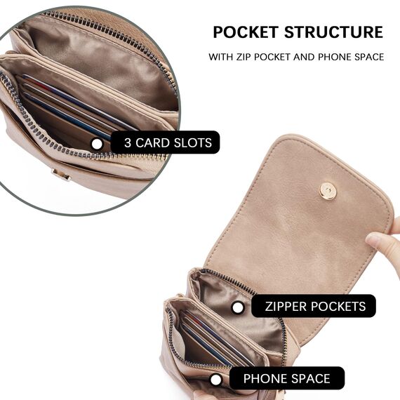 BOSTANTEN Klein Handytasche zum Umhängen, PU Leder Handy Umhängetasche Damen, Handytasche mit Geldbörse zum Umhängen, handtasche damen umhängetasche für Designer