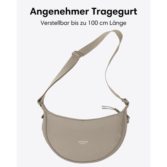 LARKSON Crossbody Bag Damen & Herren Grau - Solveig Small - Umhängetasche im Halbmond Style - Halbrunde Schultertasche - Moon Bag Design - Wasserabweisend