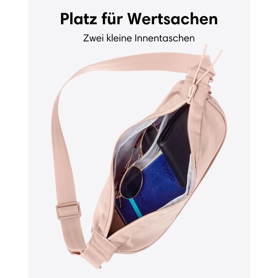 LARKSON Crossbody Bag Damen & Herren Rosa - Solveig Small - Umhängetasche im Halbmond Style - Halbrunde Schultertasche - Moon Bag Design - Wasserabweisend