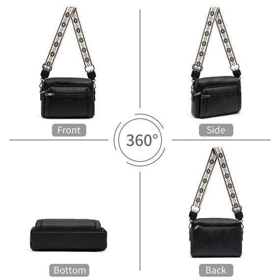 HILAEX Umhängetasche Damen mit Anti Diebstahl, Handtasche Damen Mittelgroß mit 4 Fächern, mit Verstellbar Abnehmbar Breiter Gurt