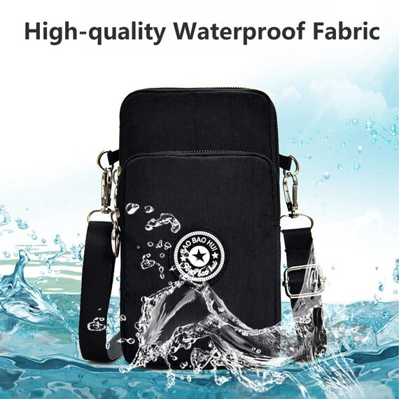 Aucuu Handytasche zum Umhängen Damen，Nylon Kleine Umhängetasche mit Kopfhörer Eingang，Mini Crossbody Schultertasche Handytasche，Handy Schultertasche ür Handy unter 7 Zoll