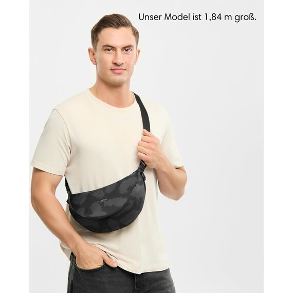 LARKSON Crossbody Bag Damen & Herren Grau Leo - Solveig Small - Umhängetasche im Halbmond Style - Halbrunde Schultertasche - Moon Bag Design - Wasserabweisend