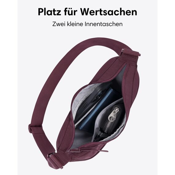 LARKSON Crossbody Bag Damen & Herren Rot - Solveig Small - Umhängetasche im Halbmond Style - Halbrunde Schultertasche - Moon Bag Design - Wasserabweisend