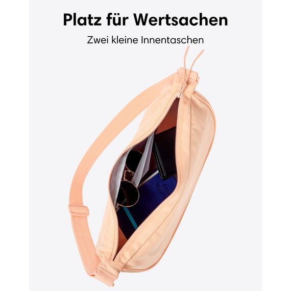 LARKSON Crossbody Bag Damen & Herren Pfirsich - Solveig Medium - Umhängetasche im Halbmond Style - Halbrunde Schultertasche - Moon Bag Design - Wasserabweisend