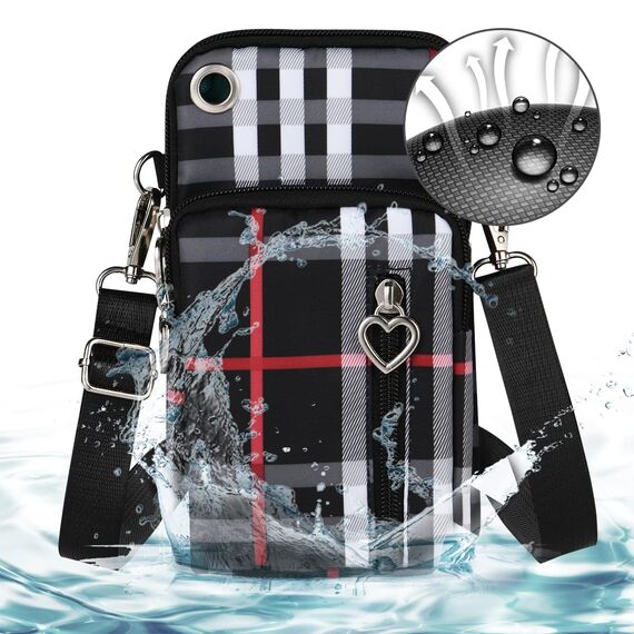 Aucuu Handytasche zum Umhängen Damen，Nylon Kleine Umhängetasche mit Kopfhörer Eingang，Mini Crossbody Schultertasche Handytasche，Handy Schultertasche ür Handy unter 7 Zoll