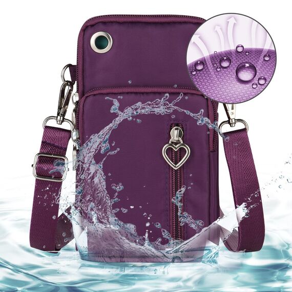 Aucuu Handytasche zum Umhängen Damen，Nylon Kleine Umhängetasche mit Kopfhörer Eingang，Mini Crossbody Schultertasche Handytasche，Handy Schultertasche ür Handy unter 7 Zoll