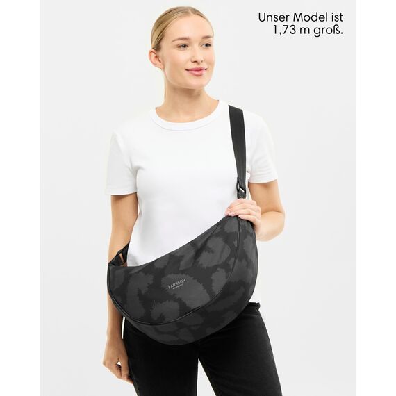LARKSON Crossbody Bag Damen & Herren Grau Leo - Solveig Large - Große Umhängetasche im Halbmond Style - Halbrunde Schultertasche - Moon Bag Design - Wasserabweisend