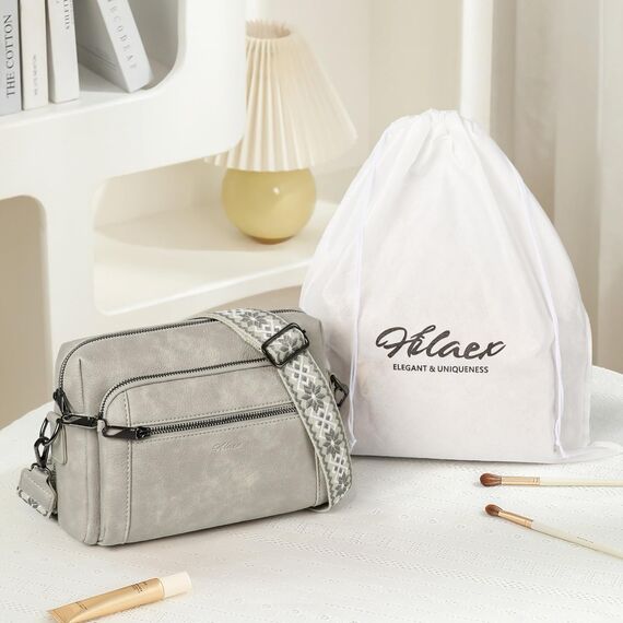 HILAEX Umhängetasche Damen mit Anti Diebstahl, Handtasche Damen Mittelgroß mit 4 Fächern, mit Verstellbar Abnehmbar Breiter Gurt