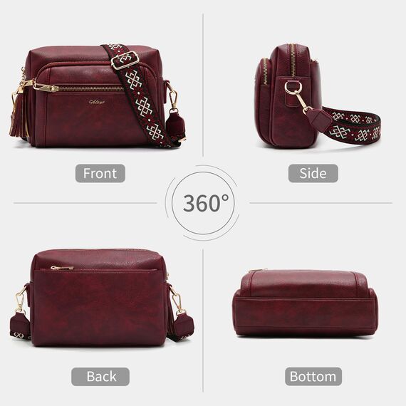 HILAEX Umhängetasche Damen mit Anti Diebstahl, Handtasche Damen Mittelgroß mit 4 Fächern, mit Verstellbar Abnehmbar Breiter Gurt