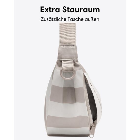 LARKSON Crossbody Bag Damen & Herren Beige Gestreift - Solveig Small - Umhängetasche im Halbmond Style - Halbrunde Schultertasche - Moon Bag Design - Wasserabweisend