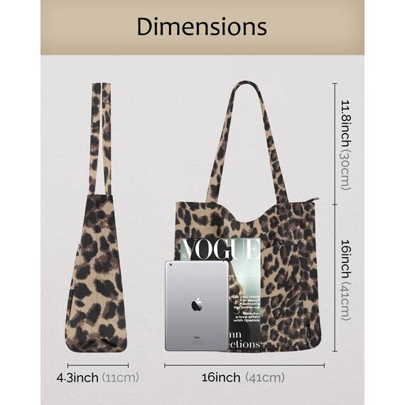 Prite Handtasche Damen Tote Bag Shopper Groß Umhängetasche Cord Beuteltasche Stofftasche für College Schule Arbeit Reisen Einkaufen