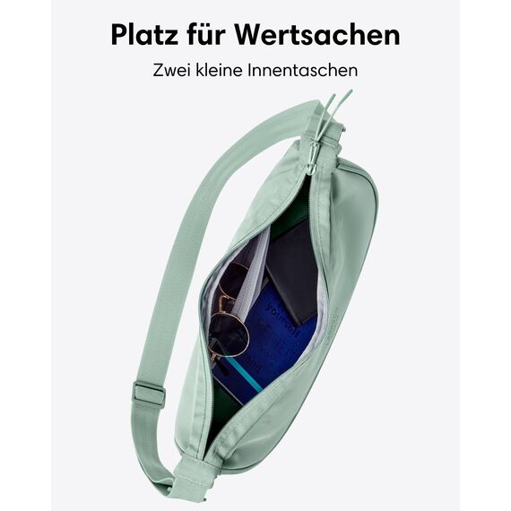LARKSON Crossbody Bag Damen & Herren Mint - Solveig Medium - Umhängetasche im Halbmond Style - Halbrunde Schultertasche - Moon Bag Design - Wasserabweisend