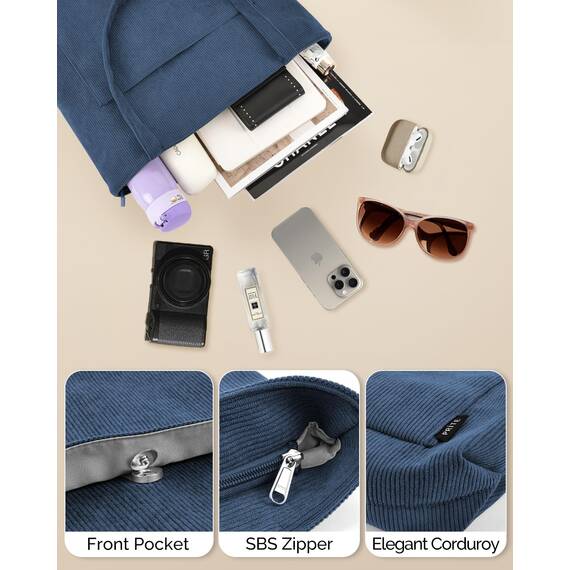 Prite Handtasche Damen Tote Bag Shopper Groß Umhängetasche Cord Beuteltasche Stofftasche für College Schule Arbeit Reisen Einkaufen