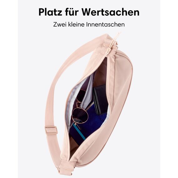 LARKSON Crossbody Bag Damen & Herren Rosa - Solveig Medium - Umhängetasche im Halbmond Style - Halbrunde Schultertasche - Moon Bag Design - Wasserabweisend