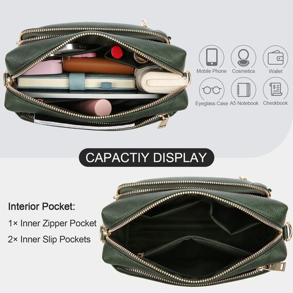 HILAEX Umhängetasche Damen mit Anti Diebstahl, Handtasche Damen Mittelgroß mit 4 Fächern, mit Verstellbar Abnehmbar Breiter Gurt