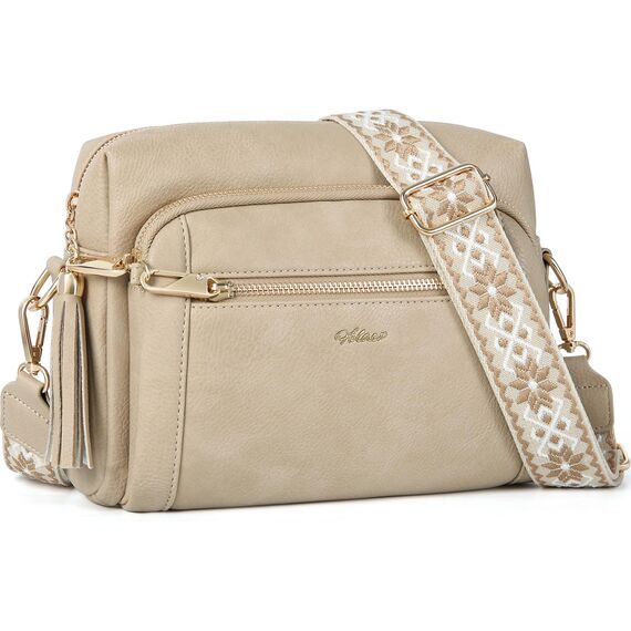 HILAEX Umhängetasche Damen mit Anti Diebstahl, Handtasche Damen Mittelgroß mit 4 Fächern, mit Verstellbar Abnehmbar Breiter Gurt