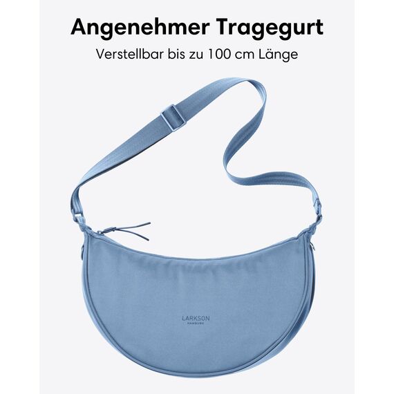 LARKSON Crossbody Bag Damen & Herren Blau - Solveig Medium - Umhängetasche im Halbmond Style - Halbrunde Schultertasche - Moon Bag Design - Wasserabweisend