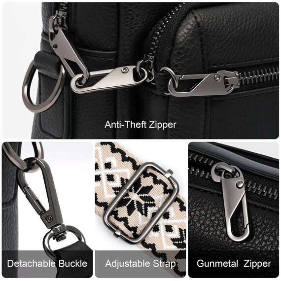 HILAEX Umhängetasche Damen mit Anti Diebstahl, Handtasche Damen Mittelgroß mit 4 Fächern, mit Verstellbar Abnehmbar Breiter Gurt