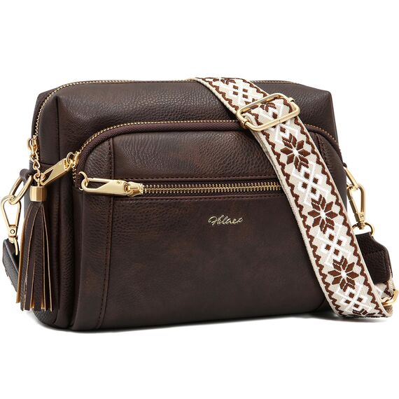 HILAEX Umhängetasche Damen mit Anti Diebstahl, Handtasche Damen Mittelgroß mit 4 Fächern, mit Verstellbar Abnehmbar Breiter Gurt