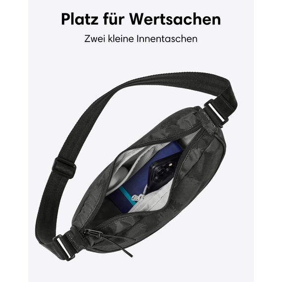 LARKSON Crossbody Bag Damen & Herren Grau Leo - Solveig Small - Umhängetasche im Halbmond Style - Halbrunde Schultertasche - Moon Bag Design - Wasserabweisend