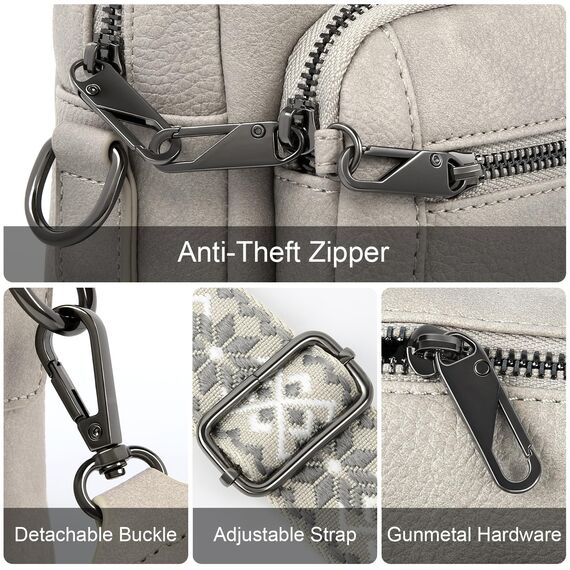 HILAEX Umhängetasche Damen mit Anti Diebstahl, Handtasche Damen Mittelgroß mit 4 Fächern, mit Verstellbar Abnehmbar Breiter Gurt