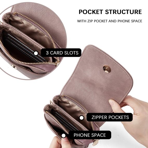 BOSTANTEN Klein Handytasche zum Umhängen, PU Leder Handy Umhängetasche Damen, Handytasche mit Geldbörse zum Umhängen, handtasche damen umhängetasche für Designer Lila