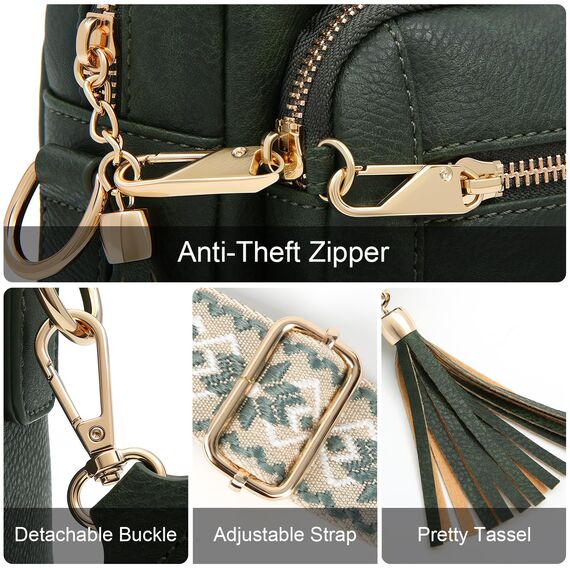 HILAEX Umhängetasche Damen mit Anti Diebstahl, Handtasche Damen Mittelgroß mit 4 Fächern, mit Verstellbar Abnehmbar Breiter Gurt