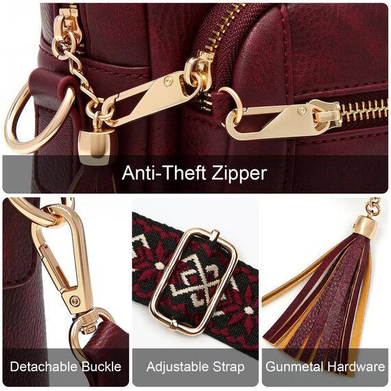 HILAEX Umhängetasche Damen mit Anti Diebstahl, Handtasche Damen Mittelgroß mit 4 Fächern, mit Verstellbar Abnehmbar Breiter Gurt