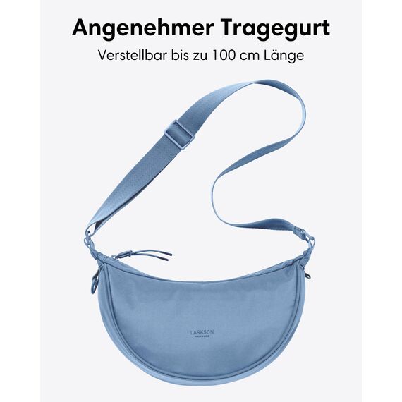 LARKSON Crossbody Bag Damen & Herren Blau - Solveig Small - Umhängetasche im Halbmond Style - Halbrunde Schultertasche - Moon Bag Design - Wasserabweisend