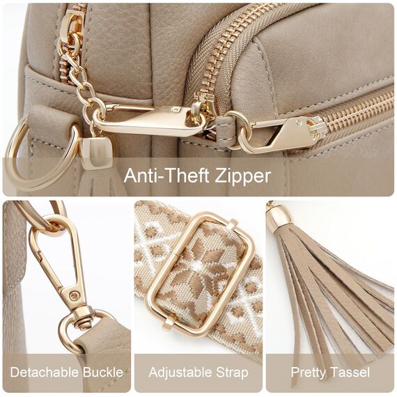 HILAEX Umhängetasche Damen mit Anti Diebstahl, Handtasche Damen Mittelgroß mit 4 Fächern, mit Verstellbar Abnehmbar Breiter Gurt