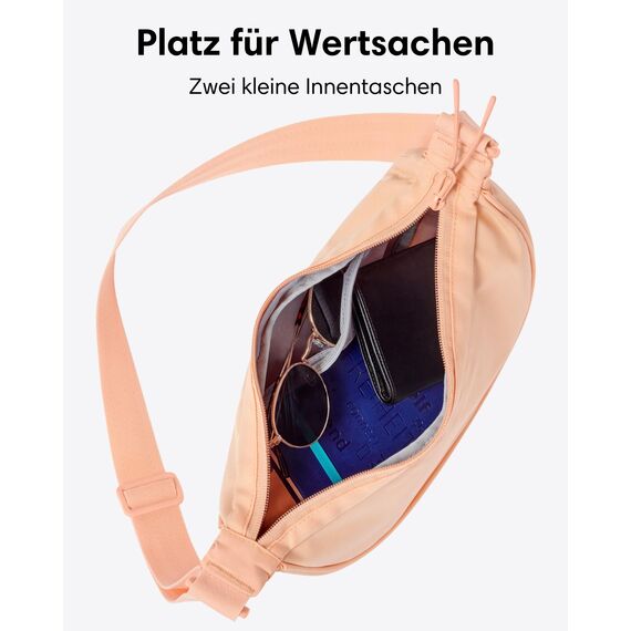 LARKSON Crossbody Bag Damen & Herren Pfirsich - Solveig Small - Umhängetasche im Halbmond Style - Halbrunde Schultertasche - Moon Bag Design - Wasserabweisend