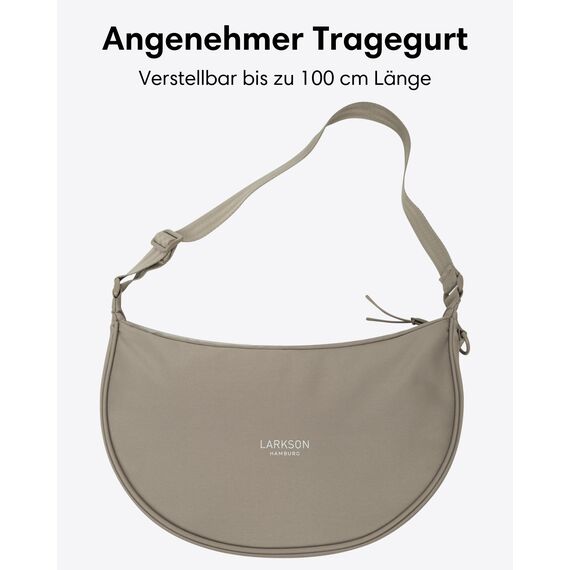 LARKSON Crossbody Bag Damen & Herren Grau - Solveig Medium - Umhängetasche im Halbmond Style - Halbrunde Schultertasche - Moon Bag Design - Wasserabweisend