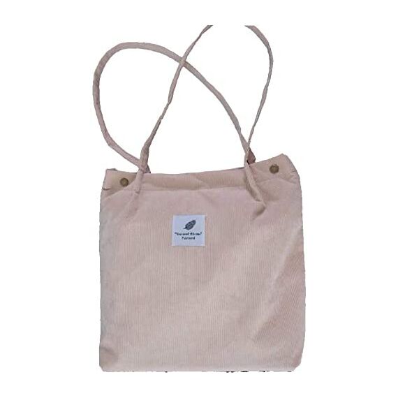 Funtlend Groß Umhängetasche Cord TascheDamen Kord Handtasche Shopper Damen für Uni Arbeit Mädchen Schule