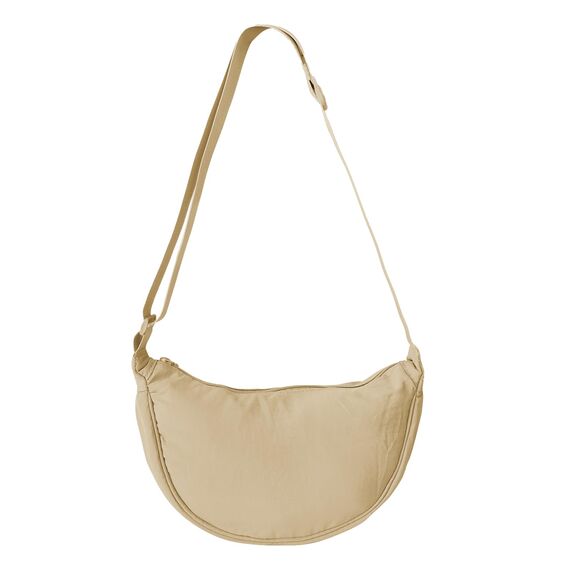 GoPaw Damen Halbmond Crossbody Schultertasche, Hobo Halfmoon Bag, Nylon Crossbody Bag Damen Halbmond Schultertasche mit verstellbarer Schultergurt, Einfarbige(Khaki)