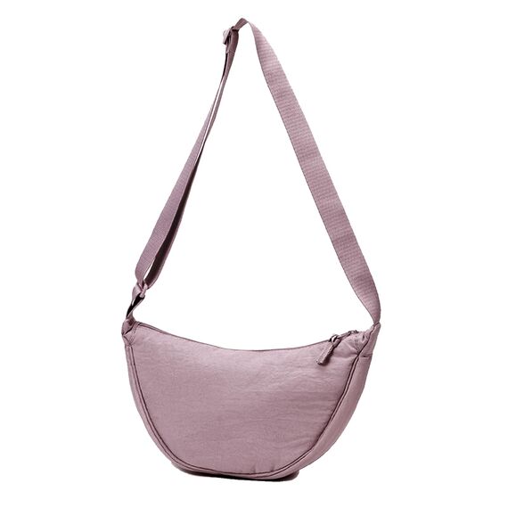 GoPaw Damen Halbmond Crossbody Schultertasche, Hobo Halfmoon Bag, Nylon Crossbody Bag Damen Halbmond Schultertasche mit verstellbarer Schultergurt, Einfarbige(Yamsviolett)