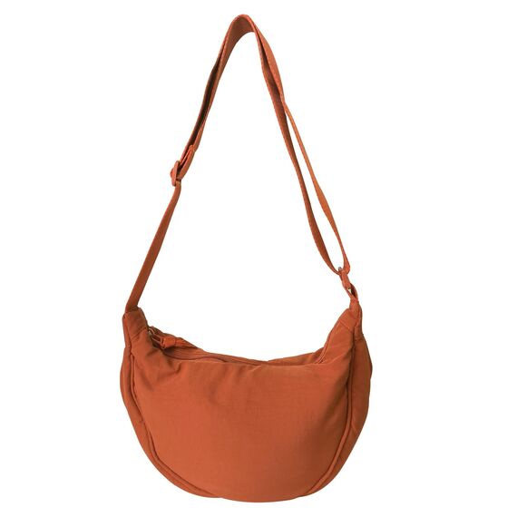 GoPaw Damen Halbmond Crossbody Schultertasche, Hobo Halfmoon Bag, Nylon Crossbody Bag Damen Halbmond Schultertasche mit verstellbarer Schultergurt, Einfarbige(Orange)